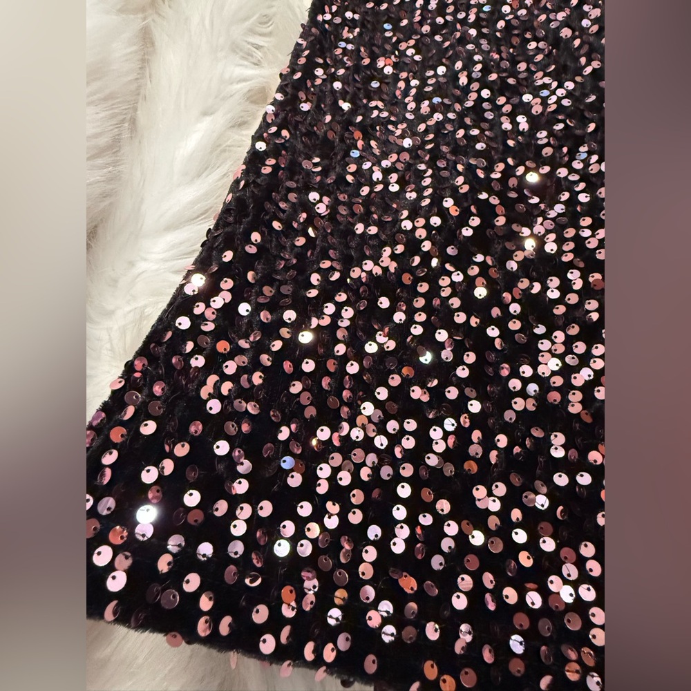 Anthropologie sequin skirt Nekane NKN skirt velvet Black Pink metallic XS XXS